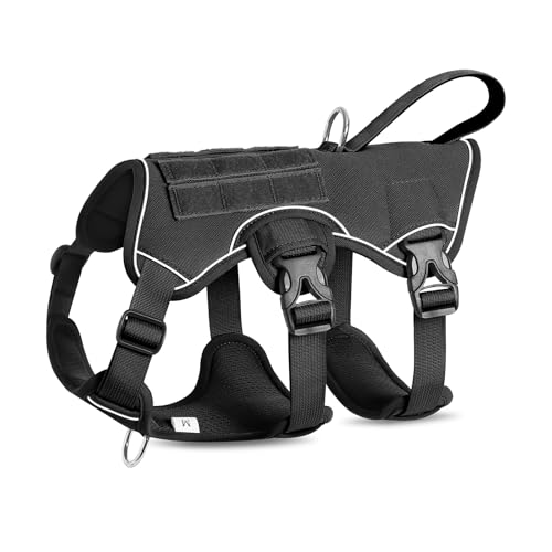 VOOPET Escape Proof Dog Harness, Soft Padded Full Body Pet Harness, Reflective No Pull Dog Harness with Handle and 2 Leash Clips for Medium Dogs Walking Hiking Training (Black,M) - image 8