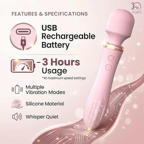 Image of KLEN Personal Massager Machine For Women Full Body Stress And Pain Relief Portable Silicone Waterproof Lightweight Handheld Cordless Automatic Vibration Device For Leg, Back, Neck