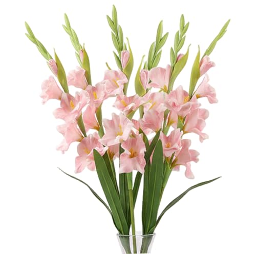 Bemonew Lot de 6 Fleurs artificielles de glaïeul, 55, 9 cm, Grandes Fleurs artificielles réalistes pour Vase, Fausses réalistes pour décoration Mariage,...