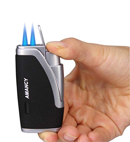 Amancy Premium Brown Leather Cigar Travel Case Humidor W/Cutter Lighter Set #TOP5