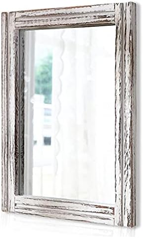 AAZZKANG Rustic Mirror with Wood Frame Rectangle Wall Mirror Decorative Farmhouse Bathroom Bedroom Hanging Mirror Home Wall Decor