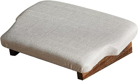 Wooden Footrest with Soft Cushion – Ergonomic Foot Stool for Home & Office | Under Desk Footrest for Leg Support | Sheesham Wood Footstool for Living Room & Bedroom (Natural Finish)