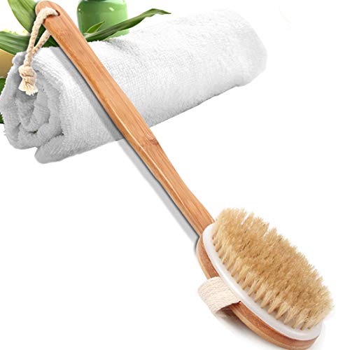 Ybj-ake Shower Brush Bath & Dry Skin Body Brushing with Long Bamboo Detachable