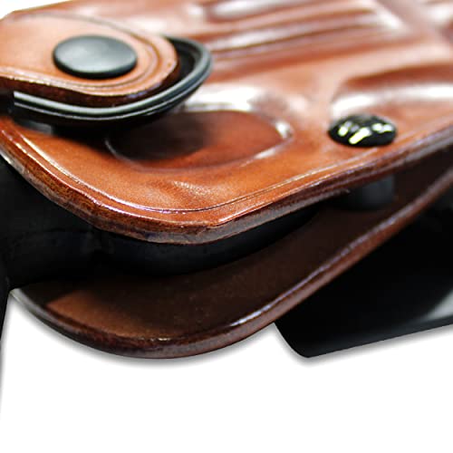 Premium Leather Paddle Revolver Holster OWB with Retention Strap, Fits Taurus Judge (Up to 3" cyl) 4510 Steel Frame 3'' Barrel, Right Hand Draw, Brown Color #1062#