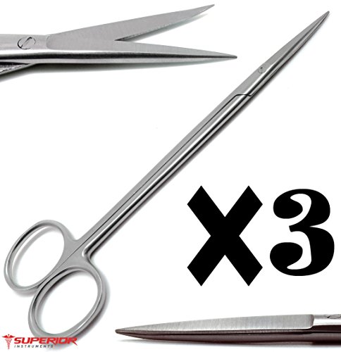 3 Pcs Dental Surgical Medical ENT Scissors Kelly Straight 7