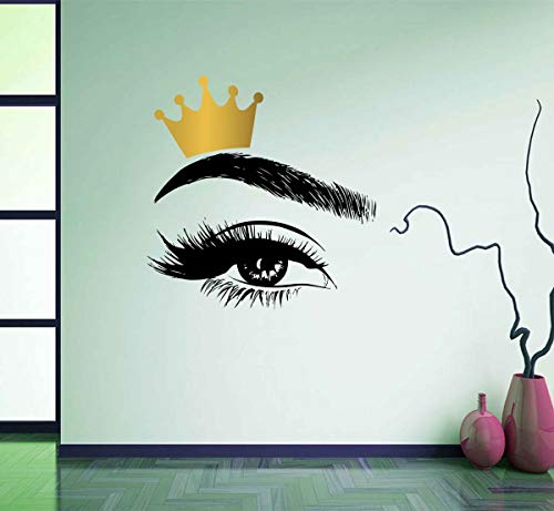 Beauty Salon Quote Wall Decal Stickers Make Up Store Home Decoration Murals Lc1360 (Gold Crown+Black Eye) #TOP1