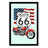 Route 66 Miroir rectangulaire sérigraphié