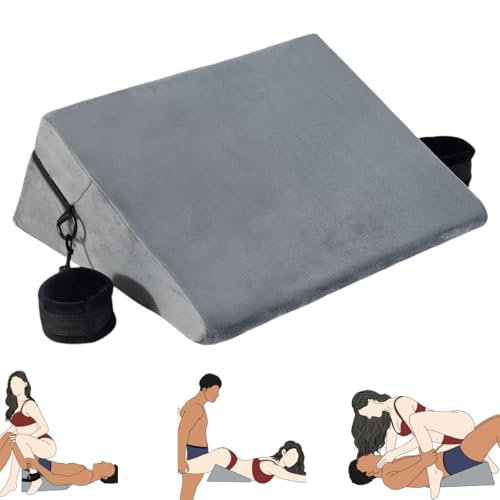 Sex Furniture Pillow with Handcuffs Sex Position Foam Cushion Multi-Function Pillows for Couples Restraints Cuffs Set Support Pillow