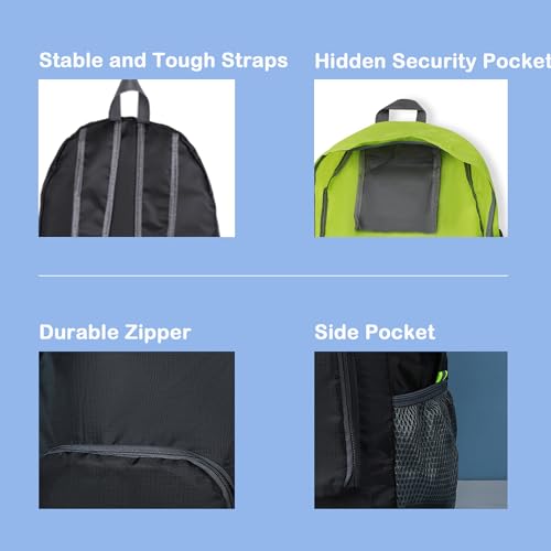 Mochila ligera plegable para senderismo de 20L negra miniatura 6