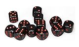 Chessex Dice Sets: Opaque Black w Red - 16mm Six Sided Die (12) Block of Dice
