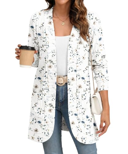 Image of YSYOKOW Cardigan Sweaters for Women Long Sleeve Open Front with Pockets | Long Cardigans for Women Lightweight Soft Casual Dressy Loose Fit Cardigan Sweater with Pockets for Work and Office
