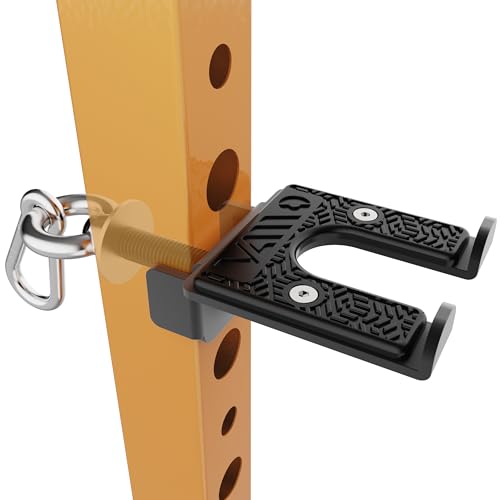 VAIIO 2-in-1 Olympic Barbell Holder and Resistance Band Anchor for 3x3 Power Racks Fits 5/8-1 Holes Heavy Duty Steel Bar Storage Hanger with Protective Padding