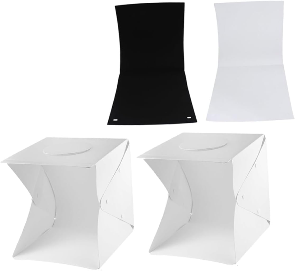 Homoyoyo Portable Photography Light Box Kit with 30cm LED Soft Light Two Backdrops Black White for Product Photography and Video Shooting