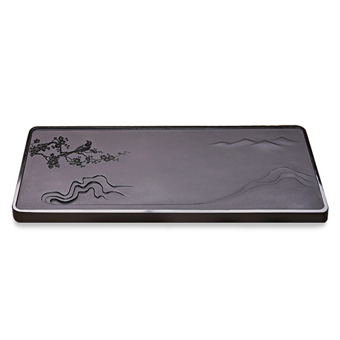 Bandeja de Piedra con Orificio de Drenaje y 8 Accesorios para Juego de té Kungfu (50 x 25 x 3 cm)