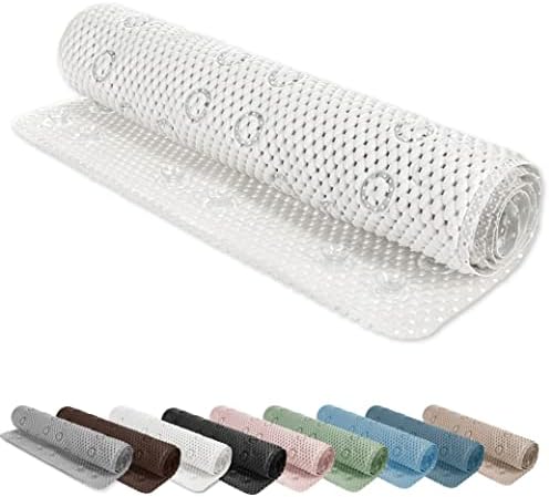 SC TECH Bath Mats for Bathtub Non Slip Suction Cups Shower Mat Non Slip Adult & Kids Bathroom Bathtub Mat Non Slip 35x16 Non Slip Bathtub Mat PVC Bath Mat for Tub Drain Hole Bathroom Mat (White)