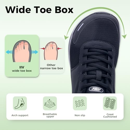 Image of IIV Women Wide Toe Box Walking Sneakers Arch Support Plantar Fasciitis