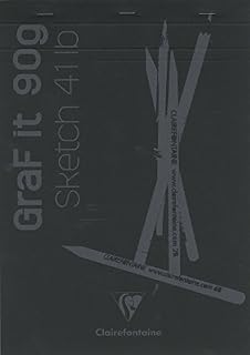 Clairefontaine - Ref 96733C - Graf It White Glued Sketch Pad (80 Sheets) - A6 Size, 90gsm Drawing Paper, Turquoise Cover, Microperforated Sheets, Top Glued