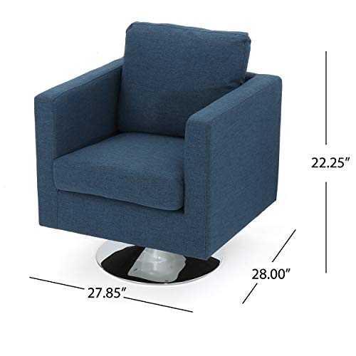 Hahn Modern Fabric Swivel Club Chair, Navy Blue And Chrome #TOP3
