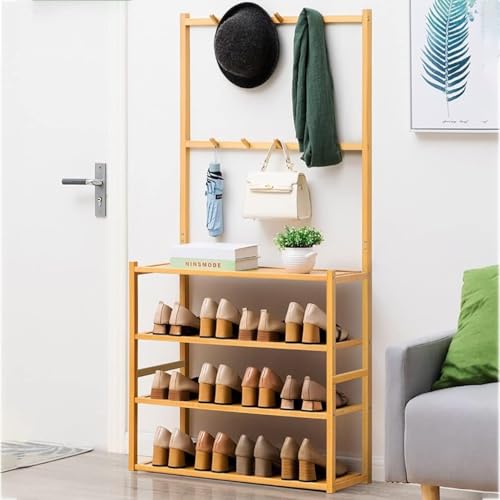 Mesa para sala de estar con perchero recibidor de bambú ideal para organizar entradas pequeñas 5
