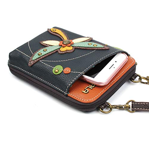 Chala Wallet Crossbody Cell Phone Purse-Women Faux Leather Multicolor Handbag With Adjustable Strap - Dragonfly Navy #TOP2