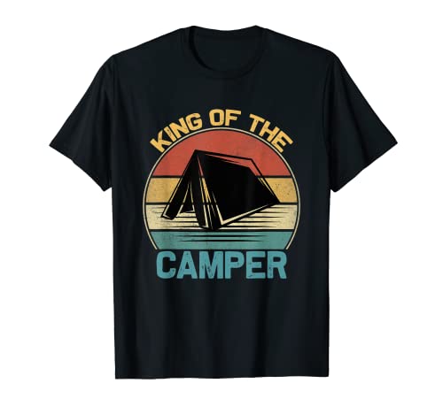 Rey de la campista Camping Travel Retro Vintage Camper Camiseta