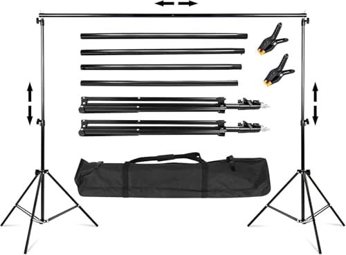 Trintion Support de Fond, 2x3m Support Fond Photo de Toile Réglable avec Sac de Transport Inclus, Convient pour Photographie, Diffusion en Direct, Mariage, etc.