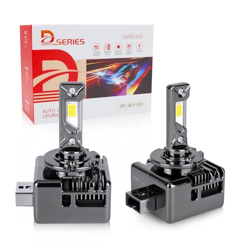 OPP ULITE D1S Led Headlight Bulbs, Upgraded Cooling, Canbus Error Free 100% Plug & Play Compatible with Original Ballast Replacement Bulb, 70W 10000LM 6500K Cool White, 2pc Pack