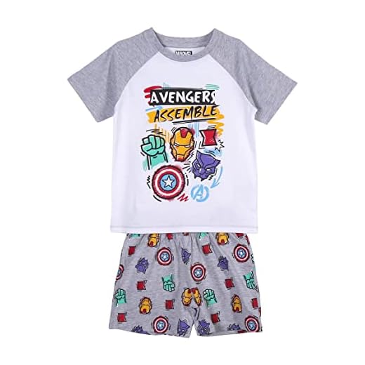 CERDÁ LIFE'S LITTLE MOMENTS The Avengers [ Hulk, Iron Man, Capitan America, Black Panther Algodon 100% de 2 Piezas [ Camiseta + Pantalon Pijama Niño ] -Licencia Marvel, Gray, 6 Years para Niños
