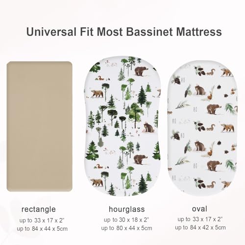 Image of david's kids 3 Pack Bassinet Sheets, Ultra Soft Breathable Comfortable Baby Sheet Set for Boys Girls Neutral, Univeral Fit for Most Cradle and Bassinet Mattress, Woodland Animals