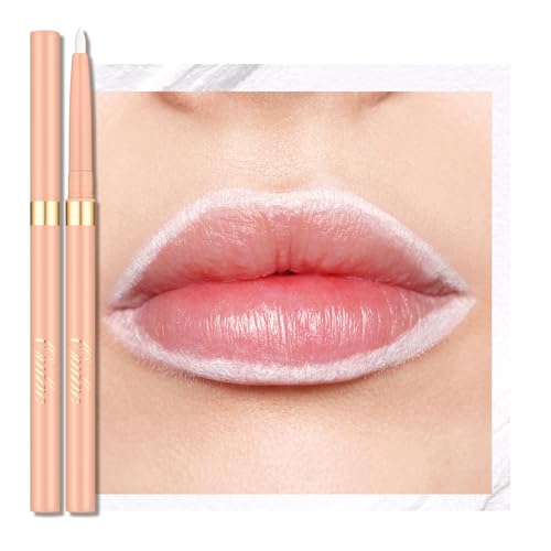 Oulac Waterproof White Lipliner Pencil - Smooth and Creamy Lip Primer, Retractable Lip Makeup for Precision Application, Vegan &amp; Cruelty-Free, 13 White Waves