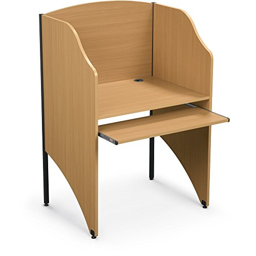 Balt Standard Floor Carrel Private Workstation, Starter Unit, Teak