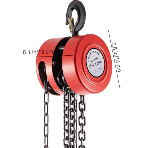 Image of Jawsons Hand Chain Hoist 3 Ton (6600Lbs)- Manual Steel Chain Block Hoist with 10ft /3mtr Lifting Height and Industrial Grade Steel Construction, Ideal for Construction, Garages, Warehouses