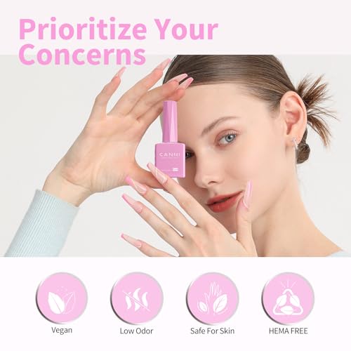 Image of CANNI Pink Gel Nail Polish, 1Pcs Baby Pink Gel Polish Nude Color High Gloss Soak Off U V Nail Manicure Salon DIY