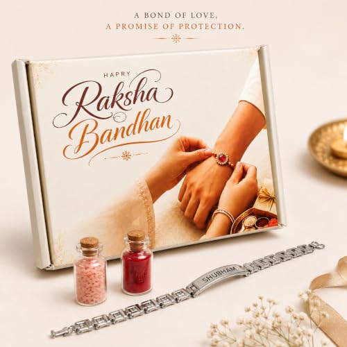 Image of Unisex-Adult Customized Name Rakhi For Brother | Rudraksha Beads, Custom Name Engraving, Adjustable Fit