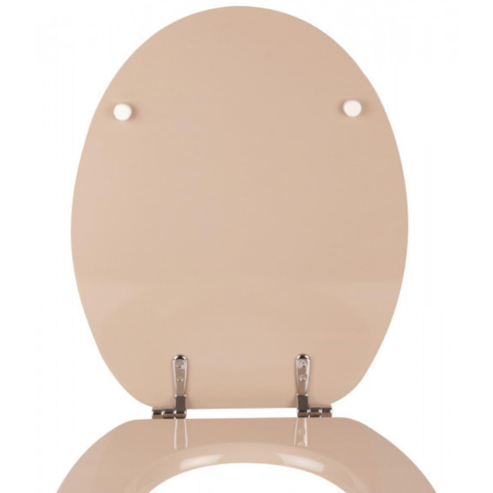 Schläfer 4638105 | Tavoletta Wc Copriwater Universale Beige, Sedile Wc in Legno, Tavoletta Water "Weser" Forma Ovale, Cerniere Regolabili in Metallo