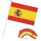 decoracion palos de helado 🇪🇸 PACK DE 10 BANDERAS DE MANO: Reparte los colores de España entre familiares, amigos o invitados y crea una afición coordinada al instante.