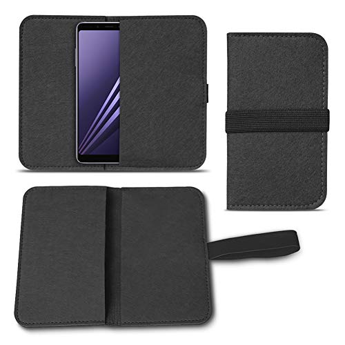 UC-Express Filz Tasche für Samsung Galaxy A8 Duos 2018 Hülle Cover Handy Hülle Schutzhülle, Farben:Schwarz