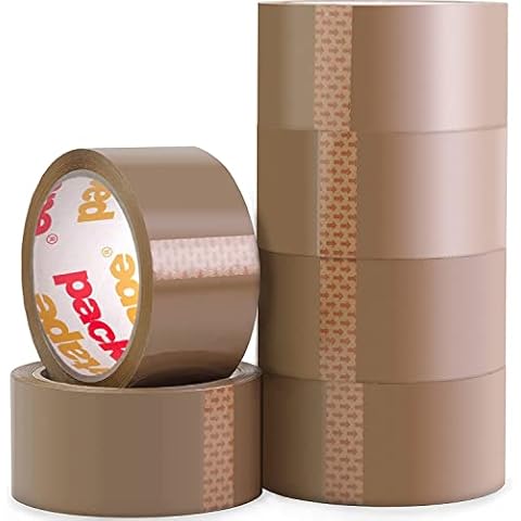 Packatape General Purpose Brown Packaging Tape 6 Rolls Cellotape Per Carton 48mm x 66m Ideal For Cardboard Box Wrapping Packing Boxing Parcels Moving House Removals Strong Parcel Boxes And More Cover