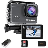 Apexcam M90 Action Cam 4K60FPS 64MP WLAN EIS Bildstabilisierung Sportkamera mit Touchscreen Unterwasserkamera 40m Wasserdicht 8X Zoom 2.4G Fernbedienung 2x1350mAh Akkus mit Zubehör-Set – Ansicht 1