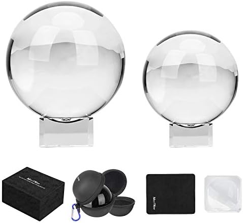 MerryNine Crystal Ball with Crystal Ball Case Bag Set, K9 Crystal Photography Ball, Including Stand, Perfect Photography Accessories (60mm & 80mm/2.36″ & 3.15″)