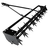 Aurogsky 32" Rolling Lawn Aerators,Push Lawn Aerator Tool,Manual Tow Behind Aerator Tool Roller with 8 Spikes for Lawn,Yard Patio and Garden- Black