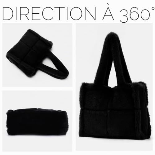 EVEOUT Sac Fourre-Tout en Fausse Fourrure Douce pour Femmes,élégant Sac à Bandoulière en Peluche Fluffy pour Tenues Automne-Hiver – vue 4