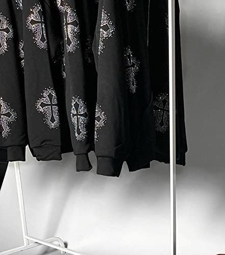 Womens Zip Up Skeleton Glitter Gothic Y2K Jacket, Rhinestone Punk Dark E-Girl Hooded Sweatshirt4