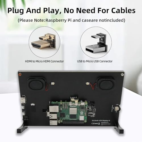 Image of Raspberry Pi Screen, 10.1 Inch Touchscreen Monitor, IPS 1024x600, Dual Built-in Speakers, HDMI Portable Monitor Compatible with Raspberry Pi 5 /4 /3 /Zero,Driver Free