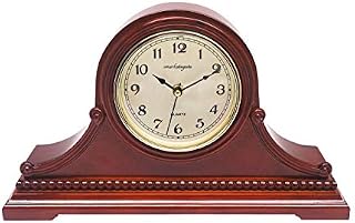 vmarketingsite Mantel Clocks, Battery Operated, Silent Wood Table Clock with Westminster Chimes On The Hour, Solid Wooden Shelf Decorative Chiming Mantle Clock, 9" x 16" x 3" (Maroon Arabic Numerals)