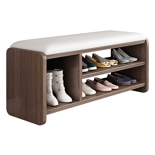 Meuble d'entrée avec assise en cuir PU pour ranger les chaussures sans encombrer