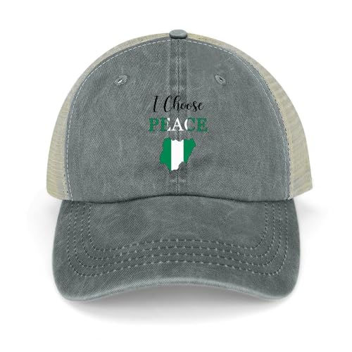Yelolyio Drapeau national du Nigeria I Choose Peace Casquettes de baseball Nigeria Casquettes en coton Chapeau de soleil Casquettes patriotiques pour hommes et femmes Casquettes en maille Casquettes