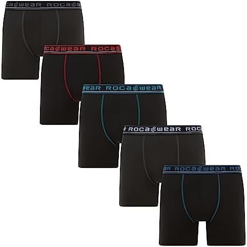 Rocawear Men's Soft Micro Modal 5 Pack Athletic Comfort Fit Underwear, Sport Stretch Performance Breathable Cool Dry Pouch Support Boxer Briefs for Men, Grey/Black, Large