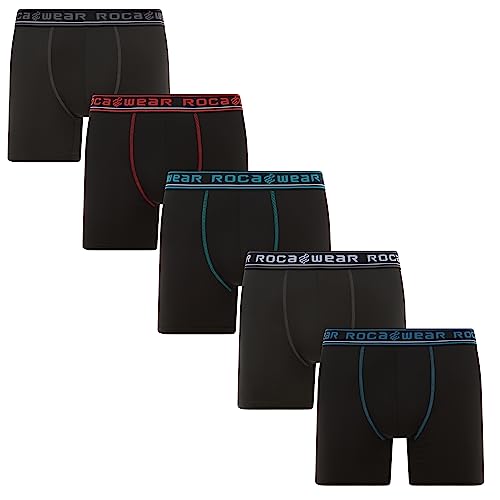 Rocawear Men's Soft Micro Modal 5 Pack Athletic Comfort Fit Underwear, Sport Stretch Performance Breathable Cool Dry Pouch Support Boxer Briefs For Men, Grey/Black, Large #TOP2