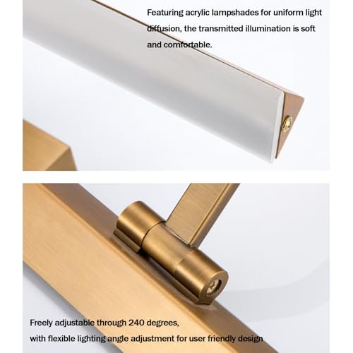 Lámpara de pared interior larga de 41cm con luz blanca y rotación ajustable para espejo baño 3